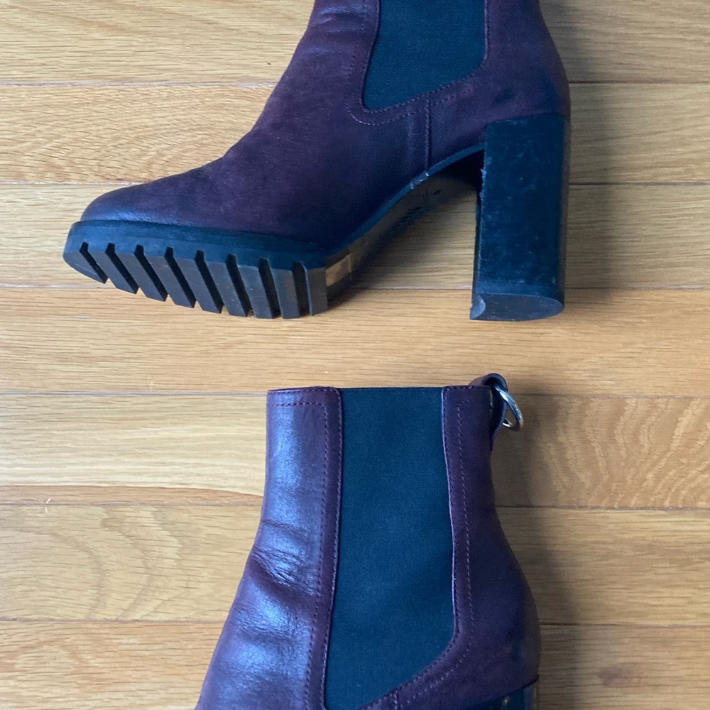Paige booties, lug sole, oxblood color, pull on